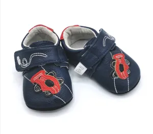 BABY BOY SIZE 0/6 MONTHS - JACK & LILY, Soft Leather Velcro Shoes EUC B9