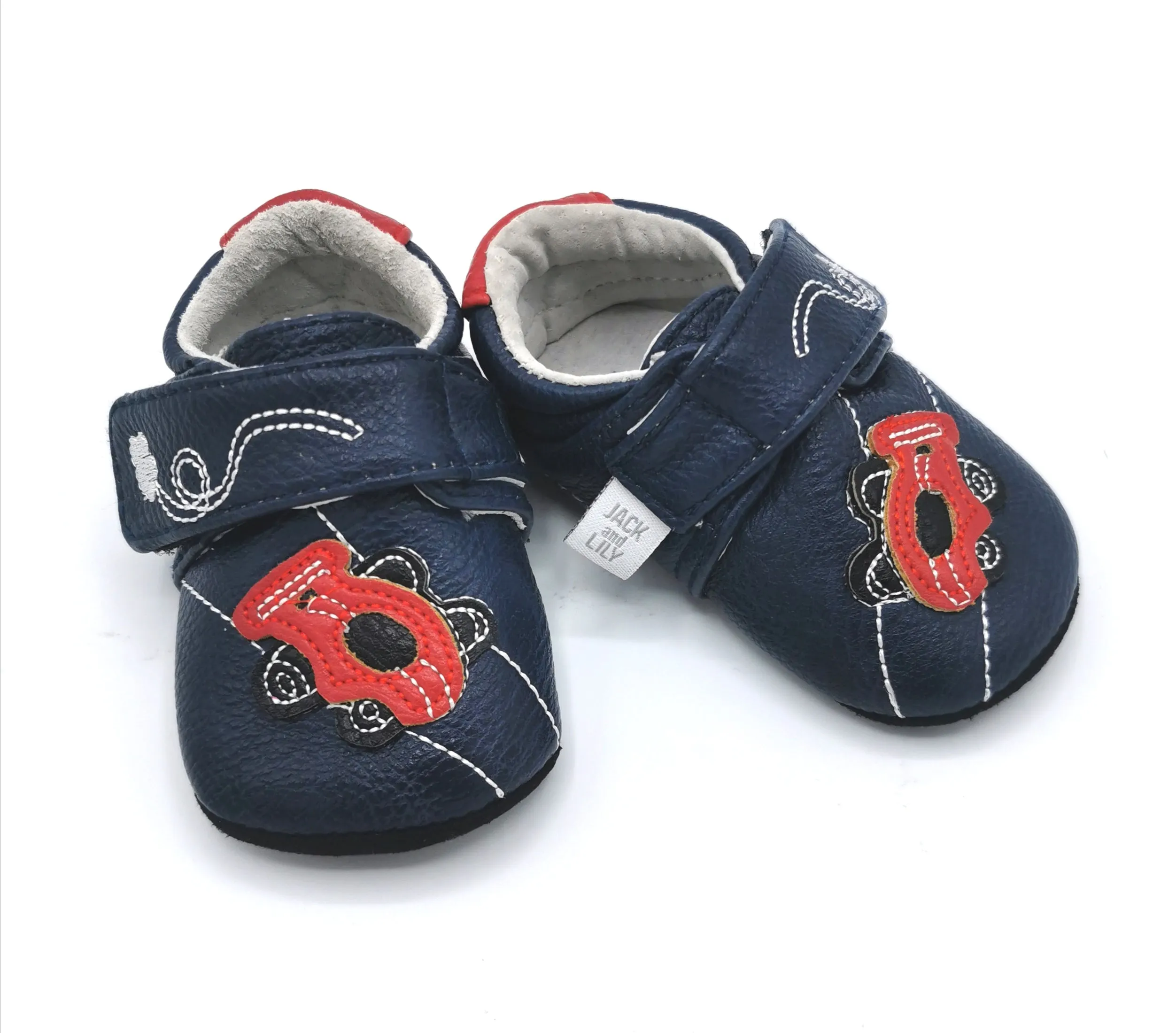 BABY BOY SIZE 0/6 MONTHS - JACK & LILY, Soft Leather Velcro Shoes EUC B9