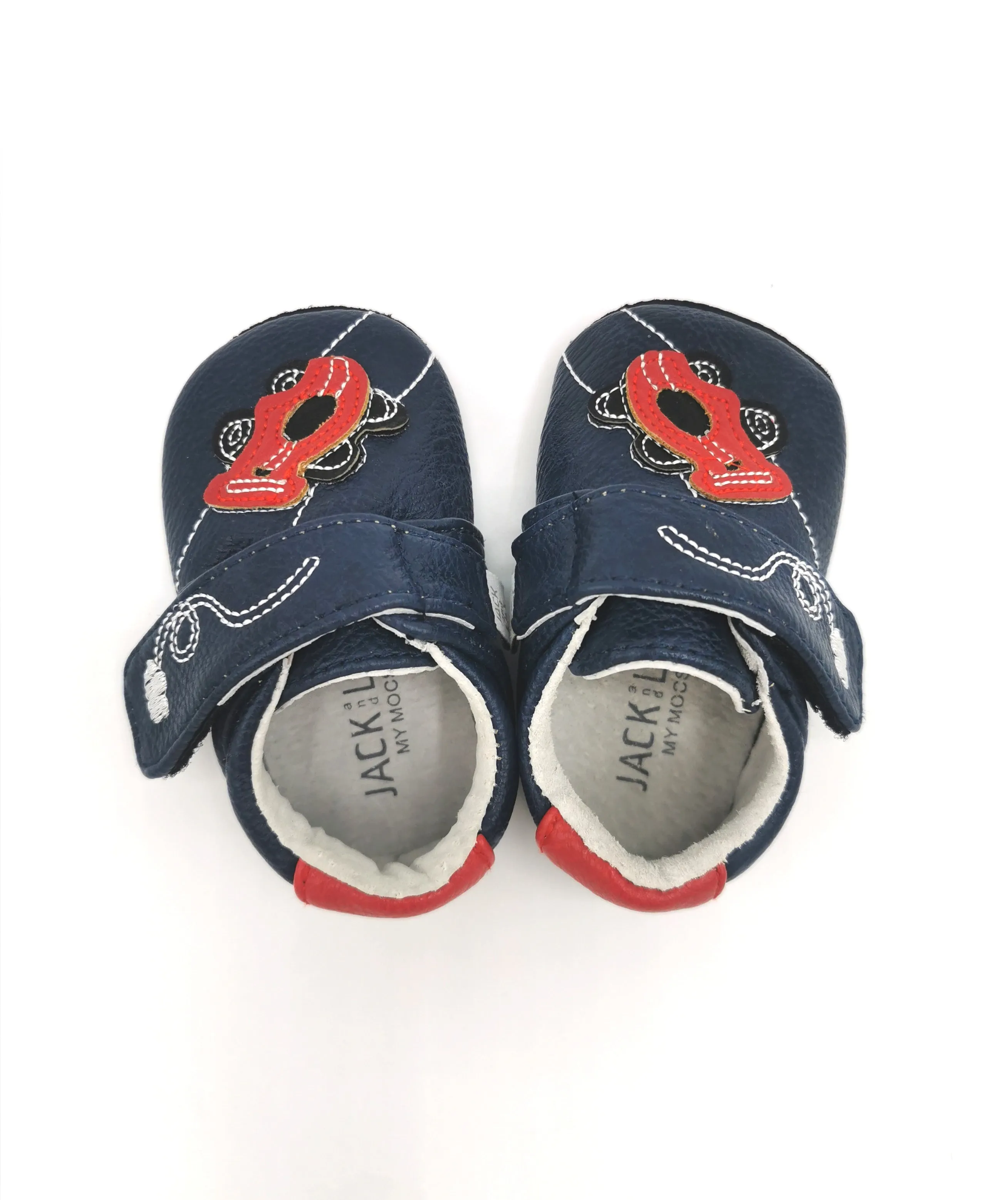 BABY BOY SIZE 0/6 MONTHS - JACK & LILY, Soft Leather Velcro Shoes EUC B9