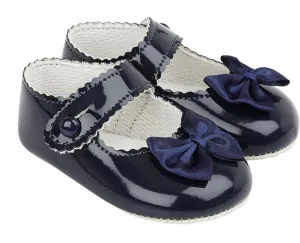 Baby Girls Navy Bow Soft Bottom Shoe