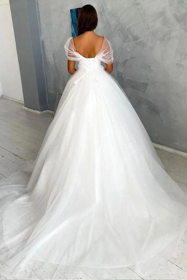 Ball Gown Off-the-shoulder Wedding Dress Tulle Bridal Dress TN286
