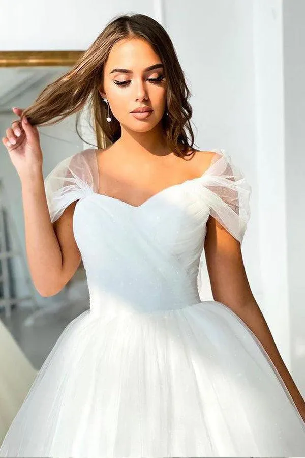 Ball Gown Off-the-shoulder Wedding Dress Tulle Bridal Dress TN286