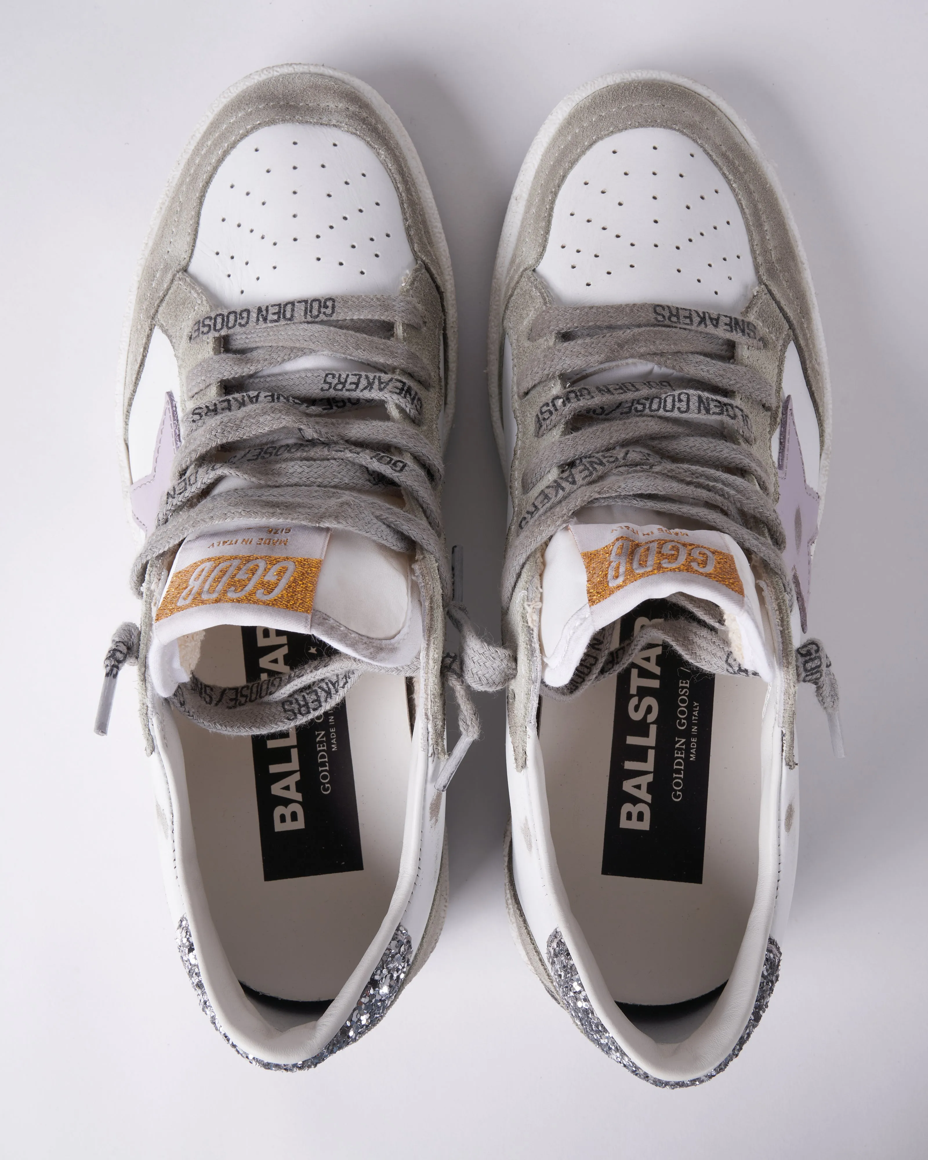ballstar sneaker - white/lilac/oil green/silver