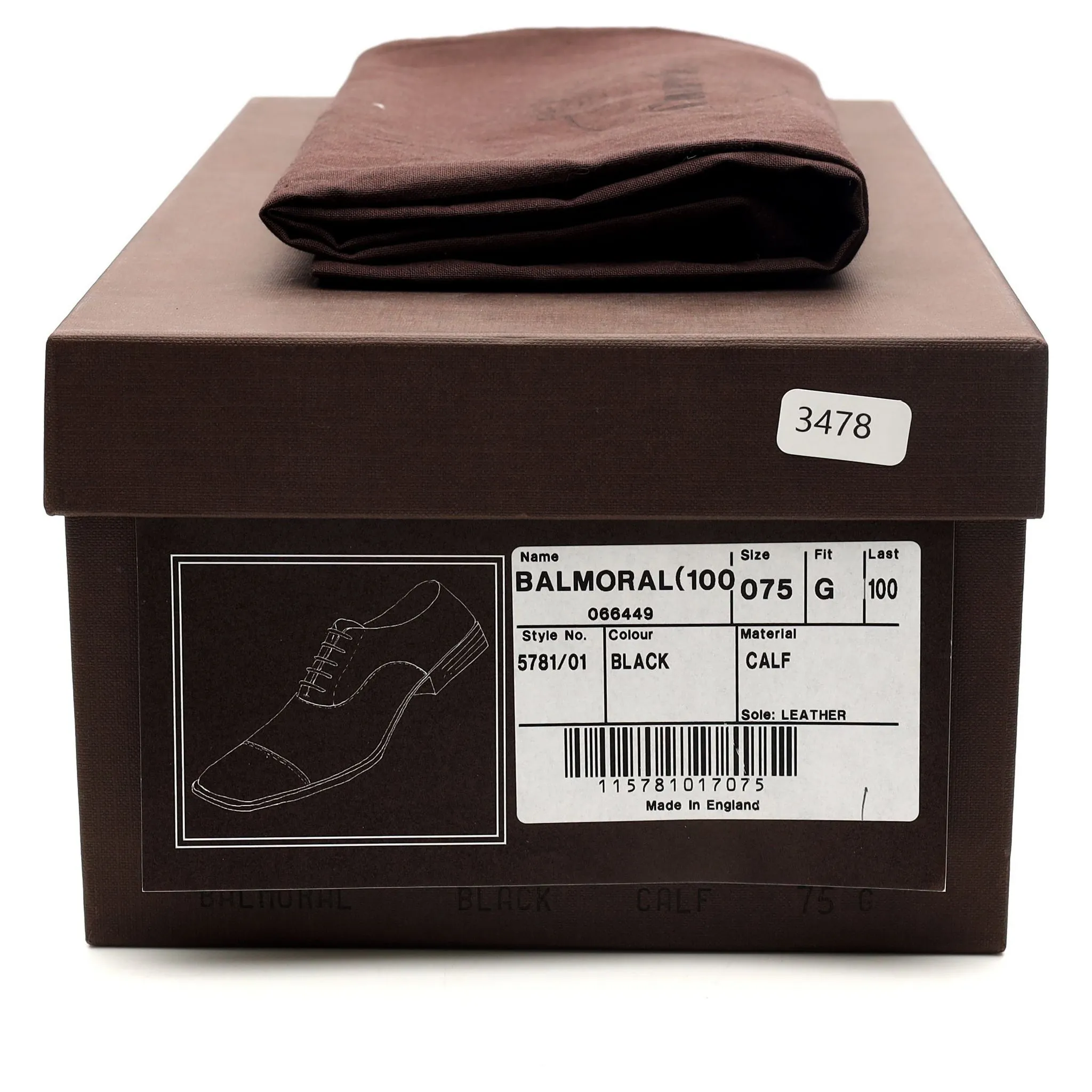 'Balmoral' Black Leather Oxford UK 7.5 G