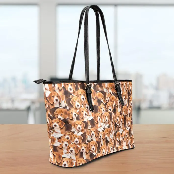 Beagles Small Leather Tote Bag