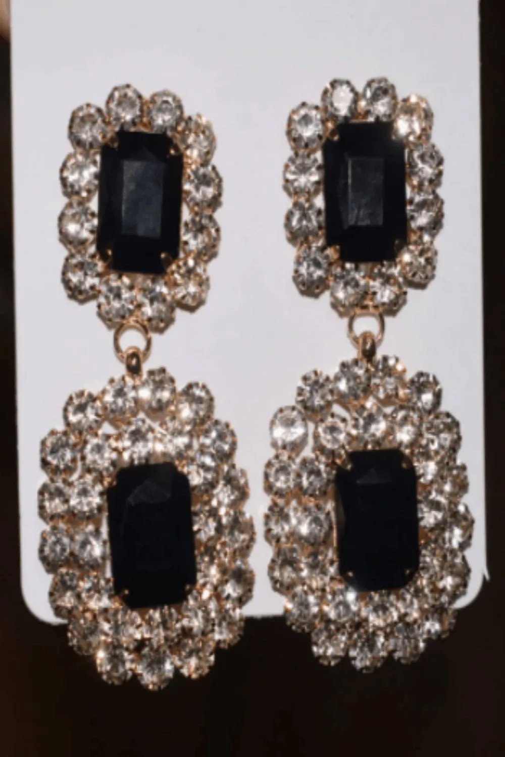 Big Chunky Black Rhinestone Drop Earring