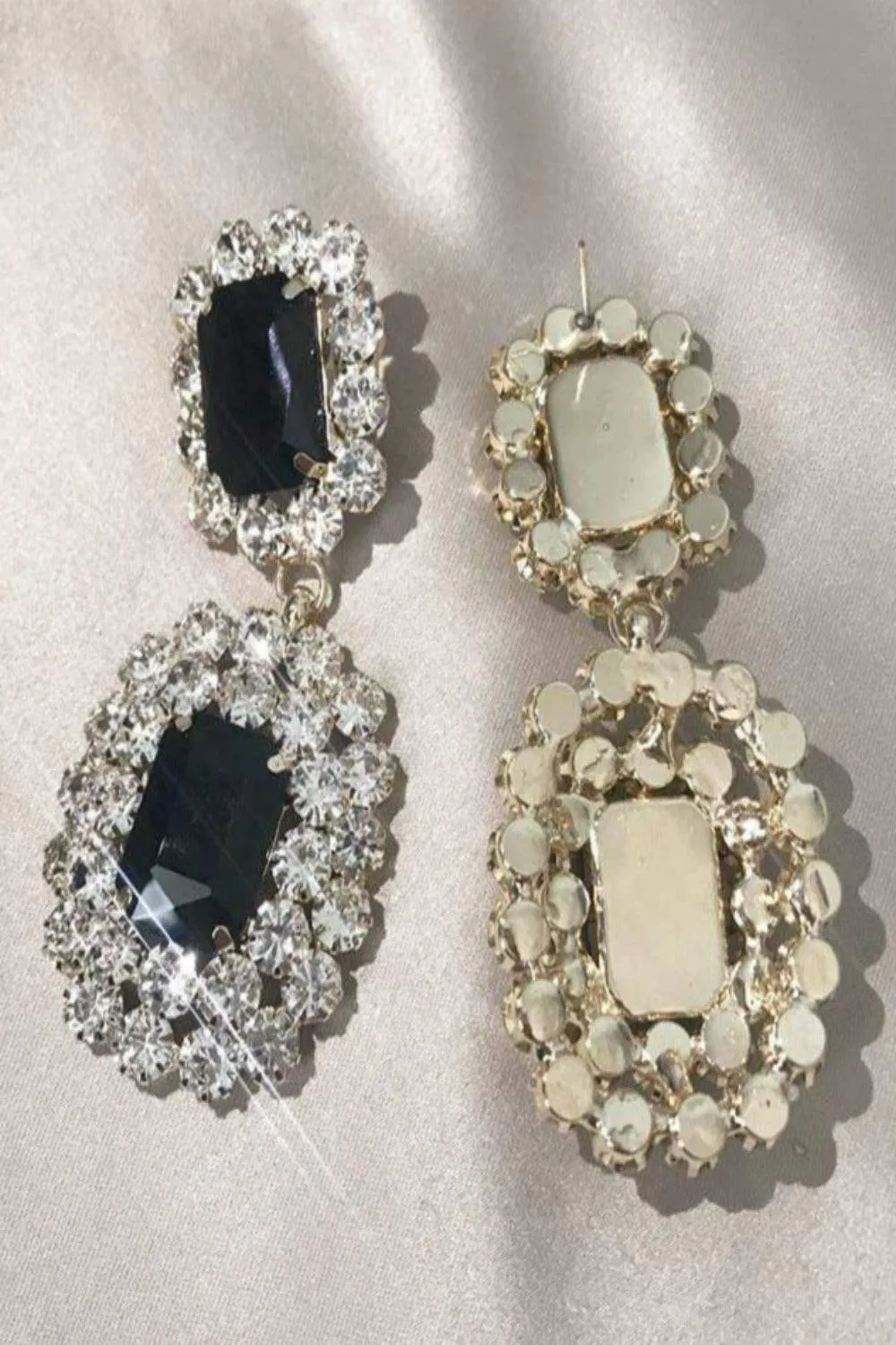 Big Chunky Black Rhinestone Drop Earring