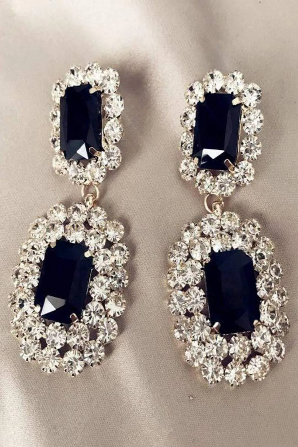 Big Chunky Black Rhinestone Drop Earring