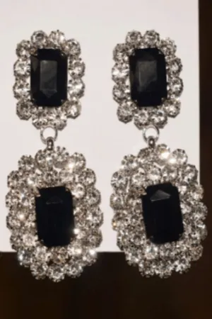 Big Chunky Black Rhinestone Drop Earring