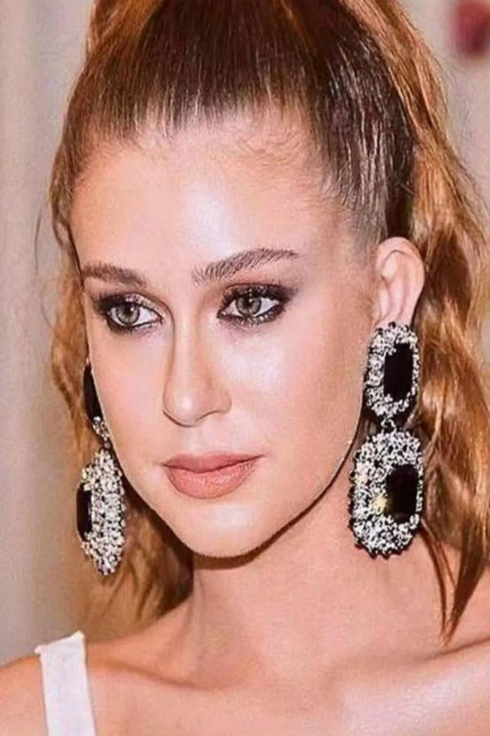 Big Chunky Black Rhinestone Drop Earring