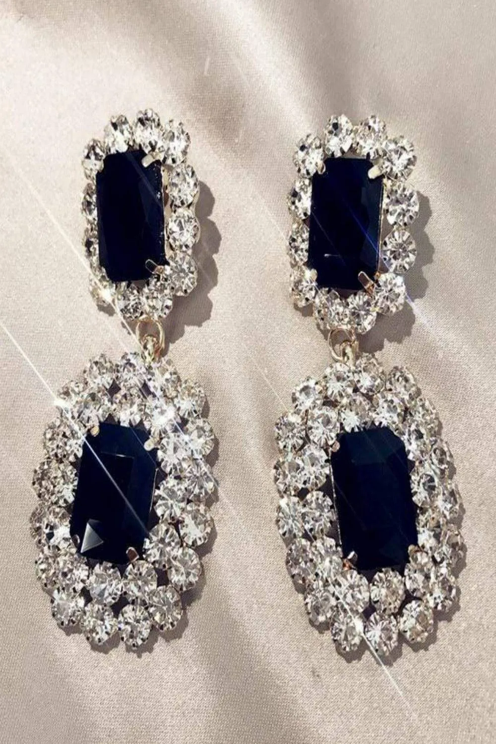 Big Chunky Black Rhinestone Drop Earring