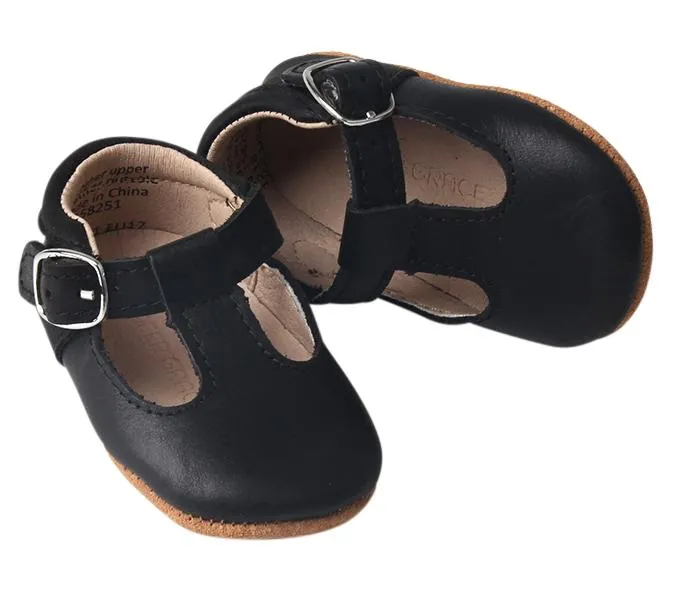 Black - Classic T-Bar - US Size 1-4 - Soft Sole