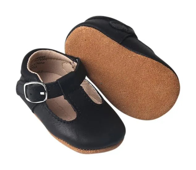 Black - Classic T-Bar - US Size 1-4 - Soft Sole