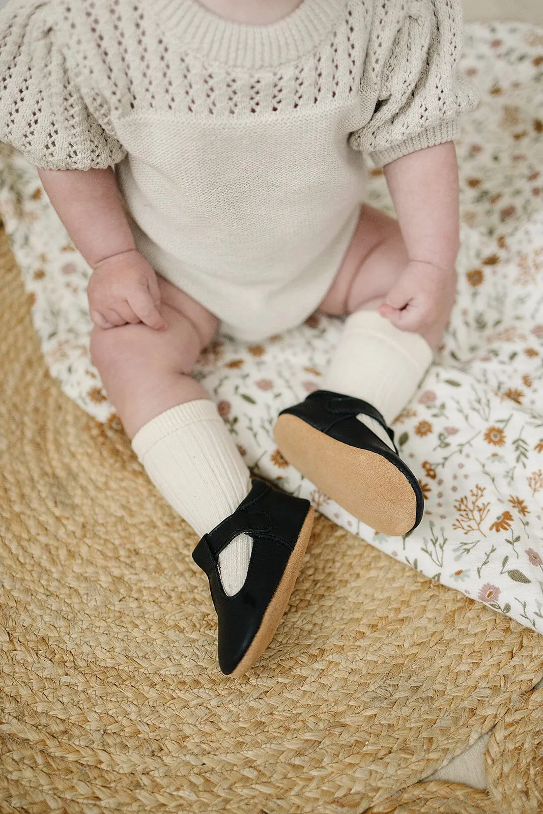 Black - Classic T-Bar - US Size 1-4 - Soft Sole
