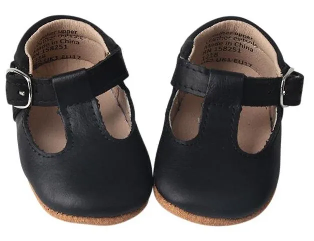 Black - Classic T-Bar - US Size 1-4 - Soft Sole