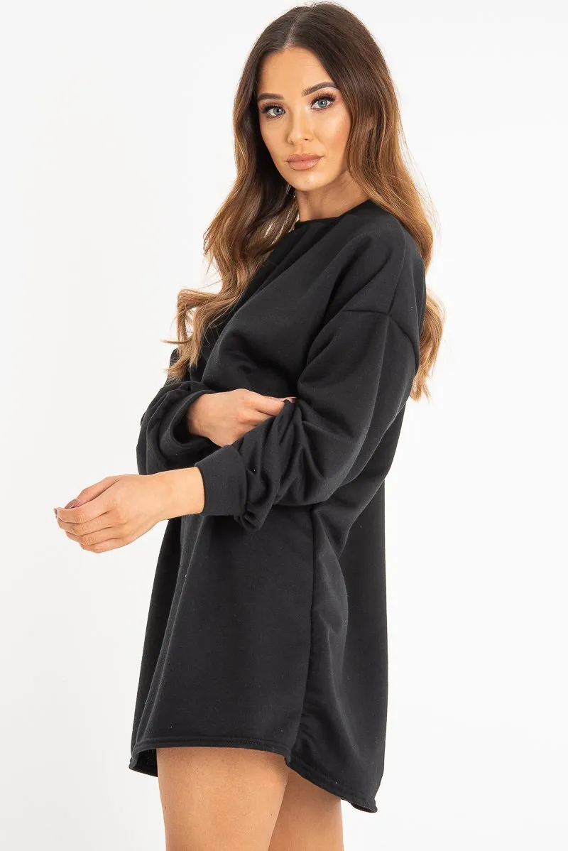 Black Oversized Sweatshirt Jumper Dress - Kristen