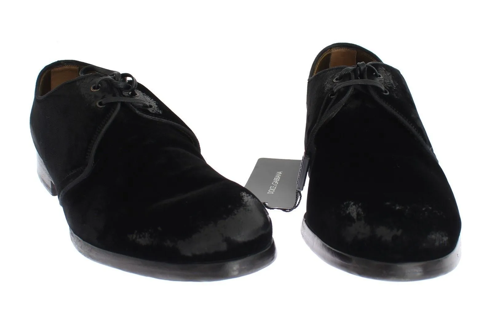 Black Velvet Vintage Look Laceup Shoes