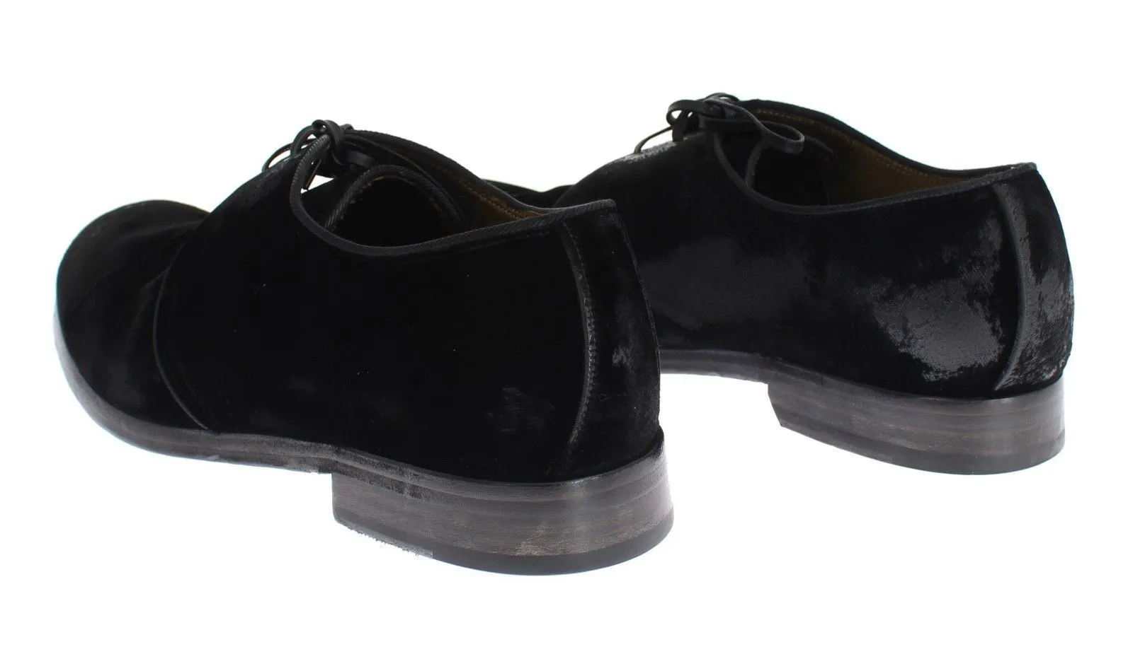 Black Velvet Vintage Look Laceup Shoes