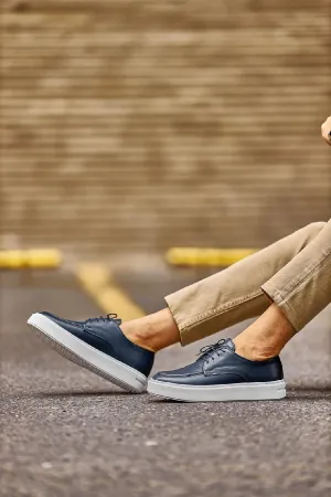 Blue Casual Laceup Shoes