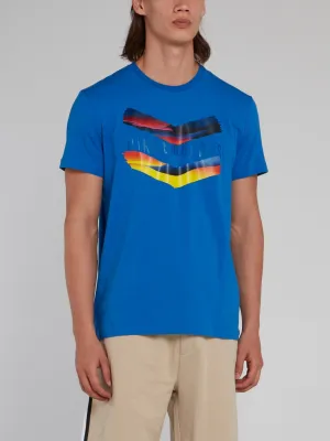Blue Chevron Print Logo T-Shirt
