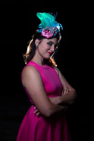 Blue, Green, Pink Womens Fascinator Hat for Church, Wedding, Tea Party