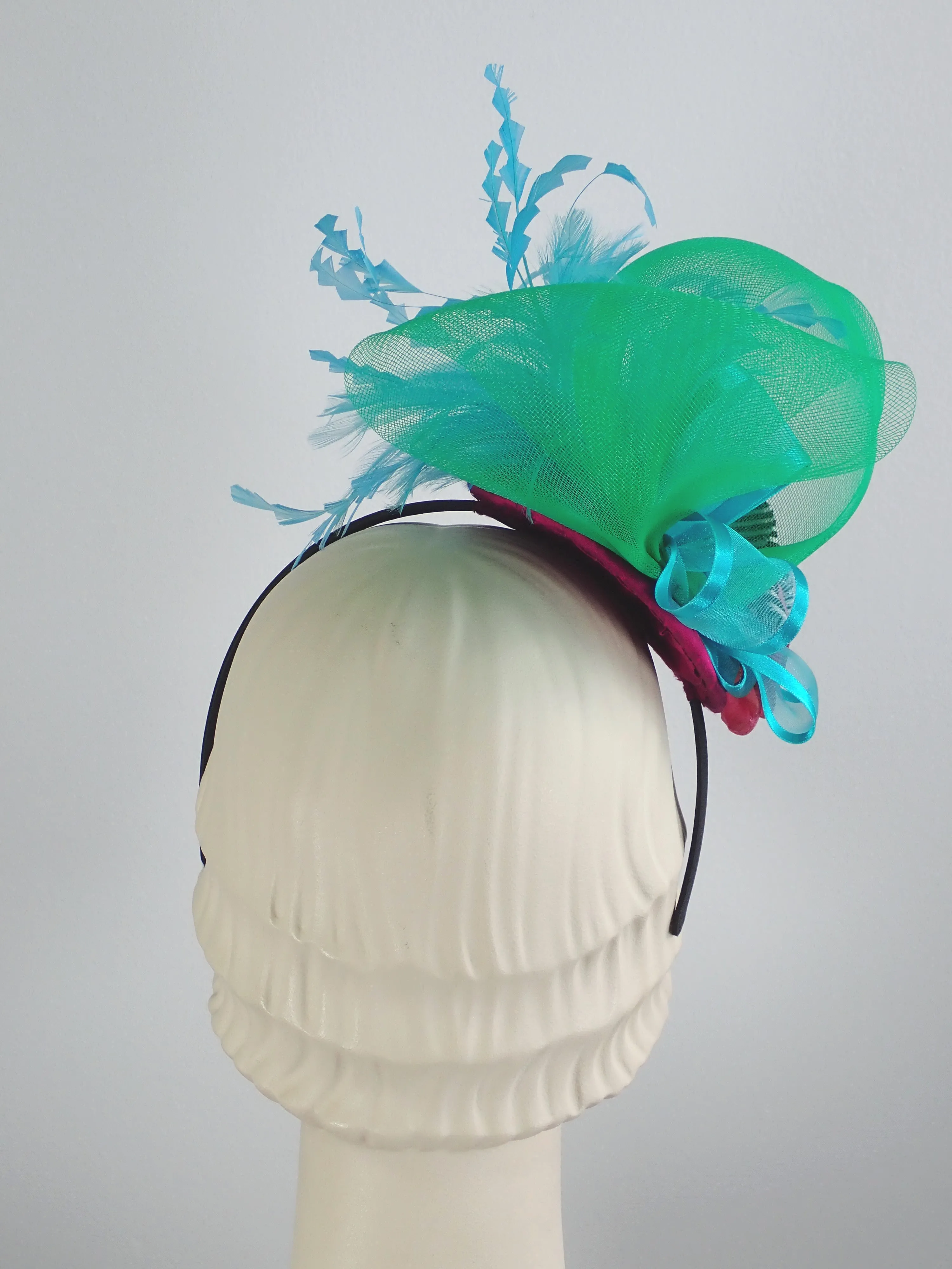 Blue, Green, Pink Womens Fascinator Hat for Church, Wedding, Tea Party