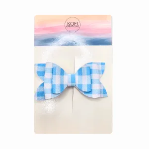 Blue Plaid Hair Bow