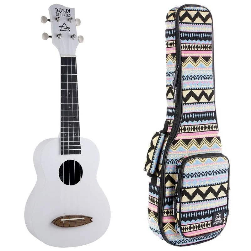 Bondi Surf Soprano Mahogany Ukulele Lit Kit Oxford White