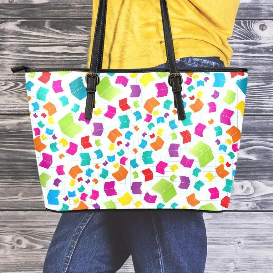 Books Small Leather Tote Bag