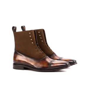 Bottines Blamoral en cuir patiné et daim marron
