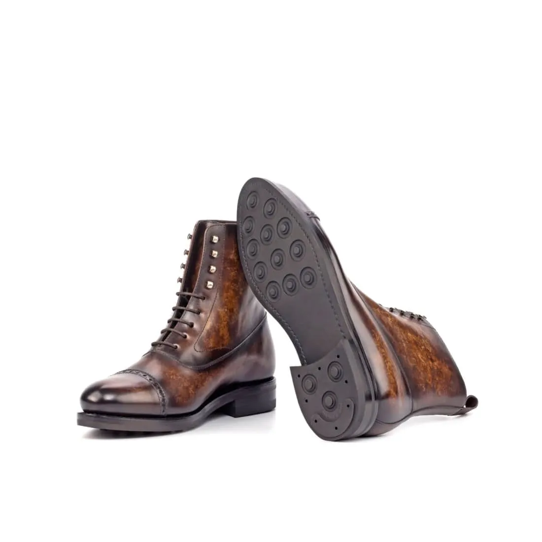 Bottines Blamoral en cuir patiné marron - Semelles Dainite®
