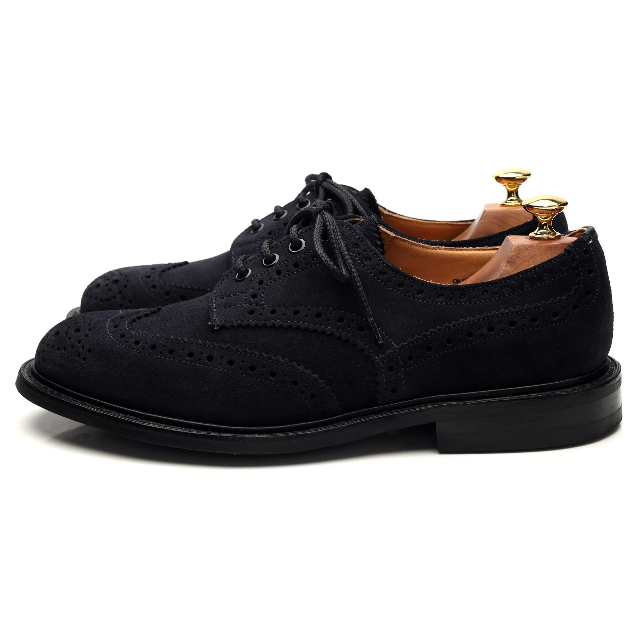 'Bourton' Navy Blue Suede Derby Brogue UK 9