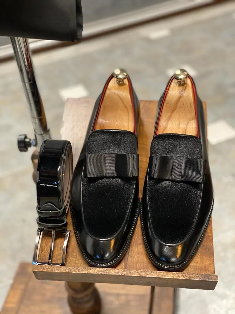 Brabion Marco Black Velvet Pump Loafers
