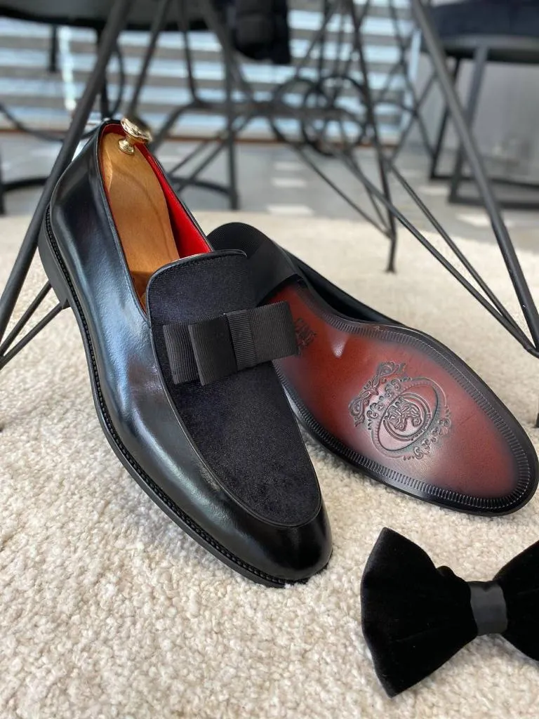 Brabion Marco Black Velvet Pump Loafers