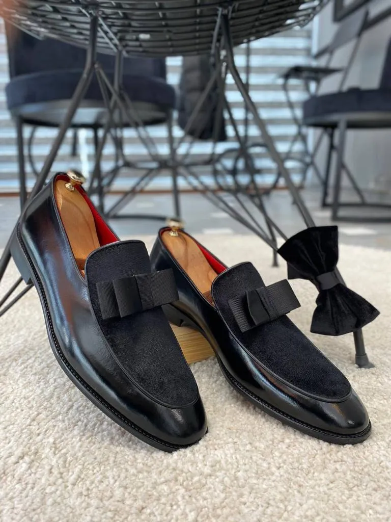 Brabion Marco Black Velvet Pump Loafers