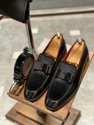 Brabion Marco Black Velvet Pump Loafers