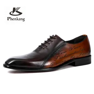 Brogues Dress Genuine Leather Brown Laces Wedding Shoes 2020