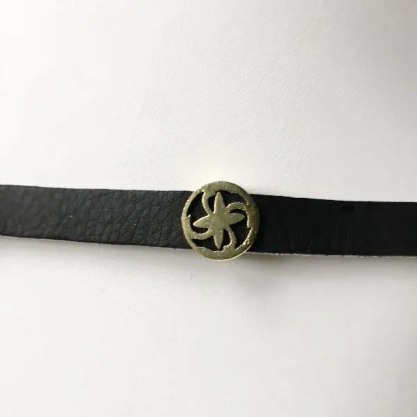Brown Leather Bracelet with Amethyst Druise Stone