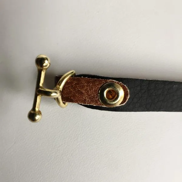 Brown Leather Bracelet with Amethyst Druise Stone