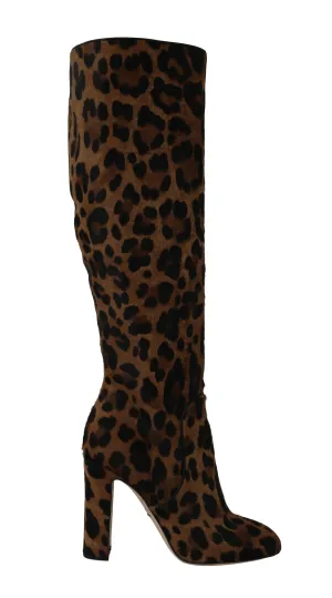 Brown Leopard Pony Hair Boots