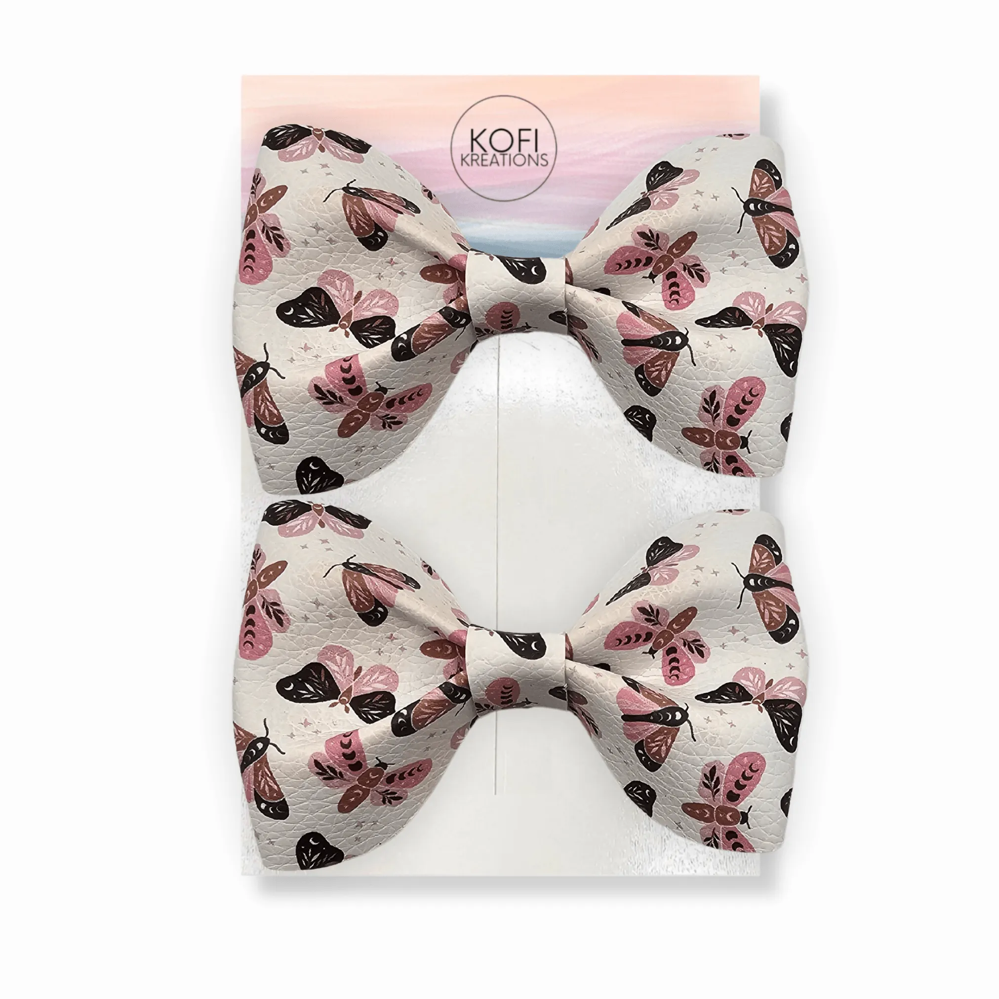 Brown-Pink Butterfly Pinch Hair Bow