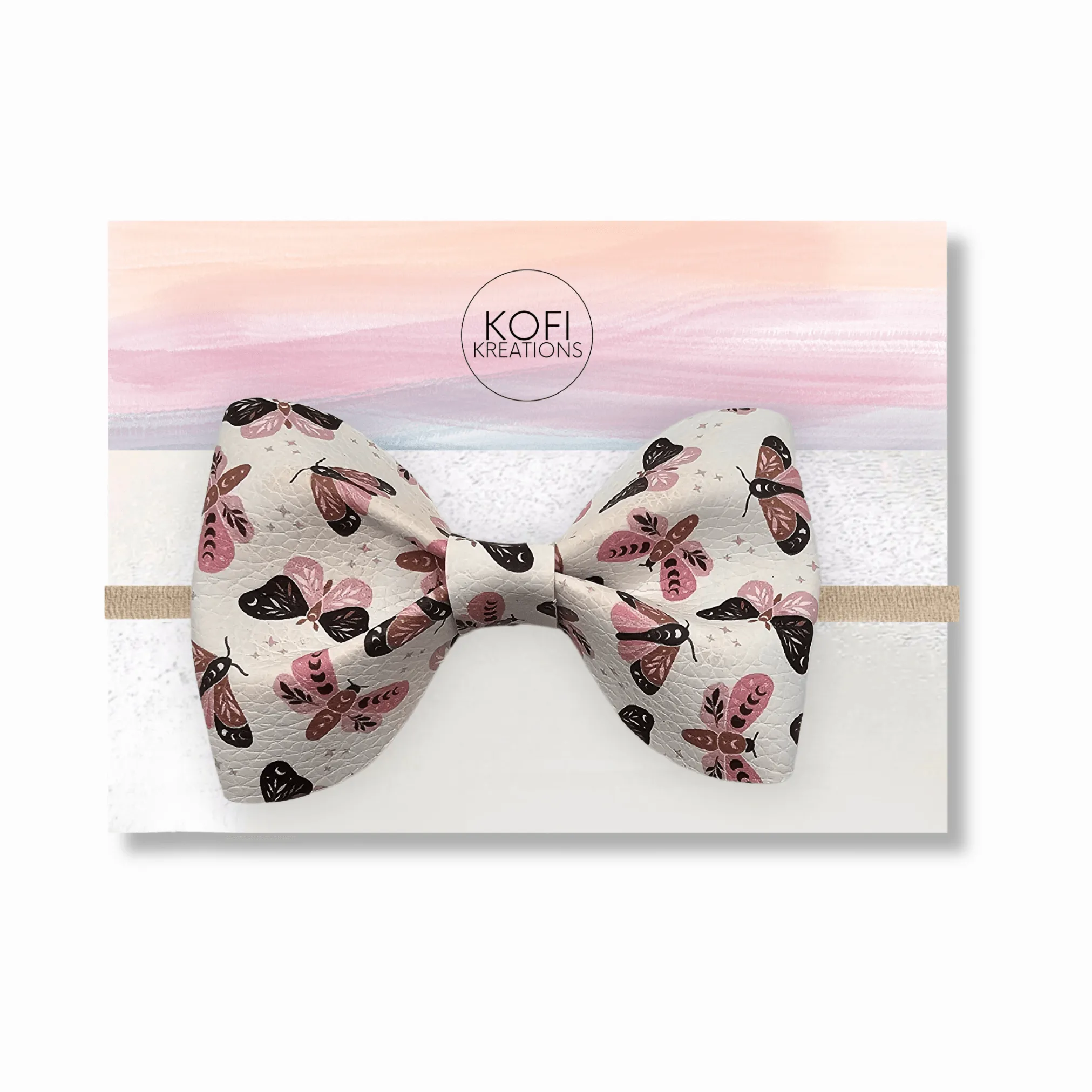 Brown-Pink Butterfly Pinch Hair Bow