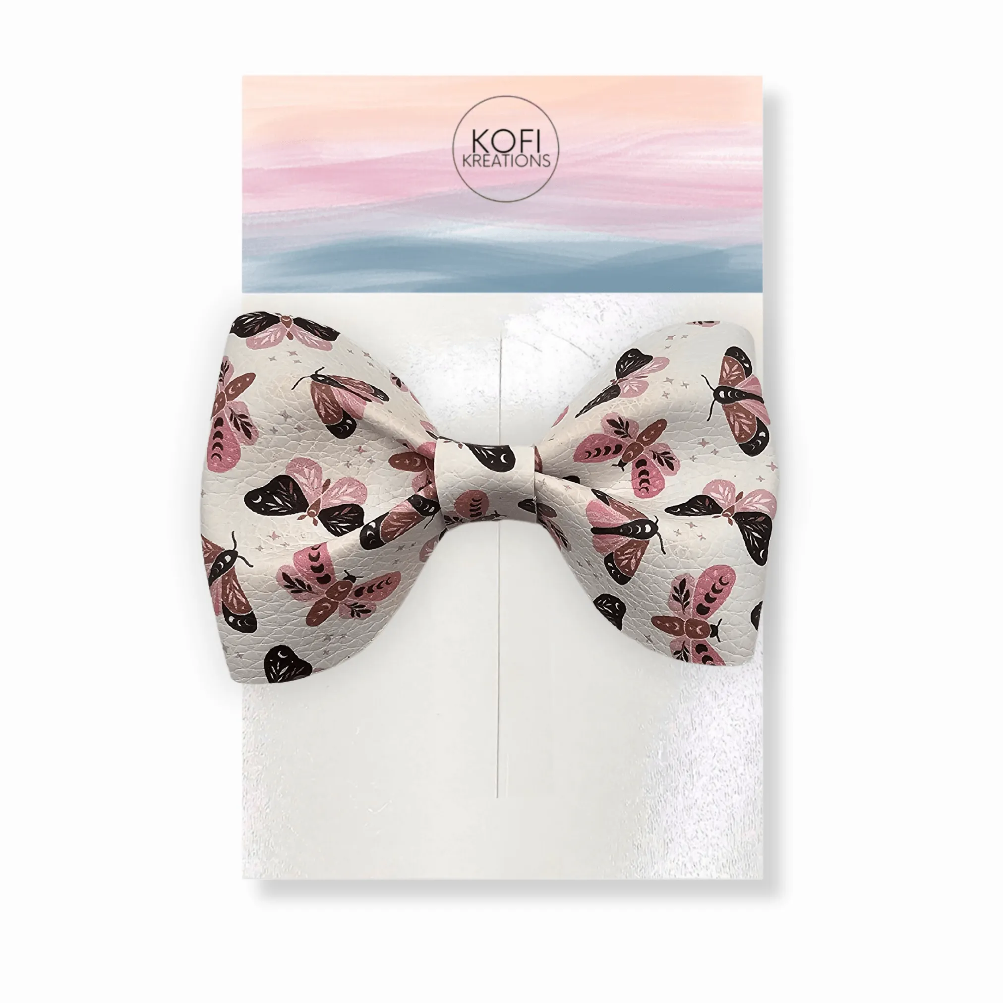 Brown-Pink Butterfly Pinch Hair Bow