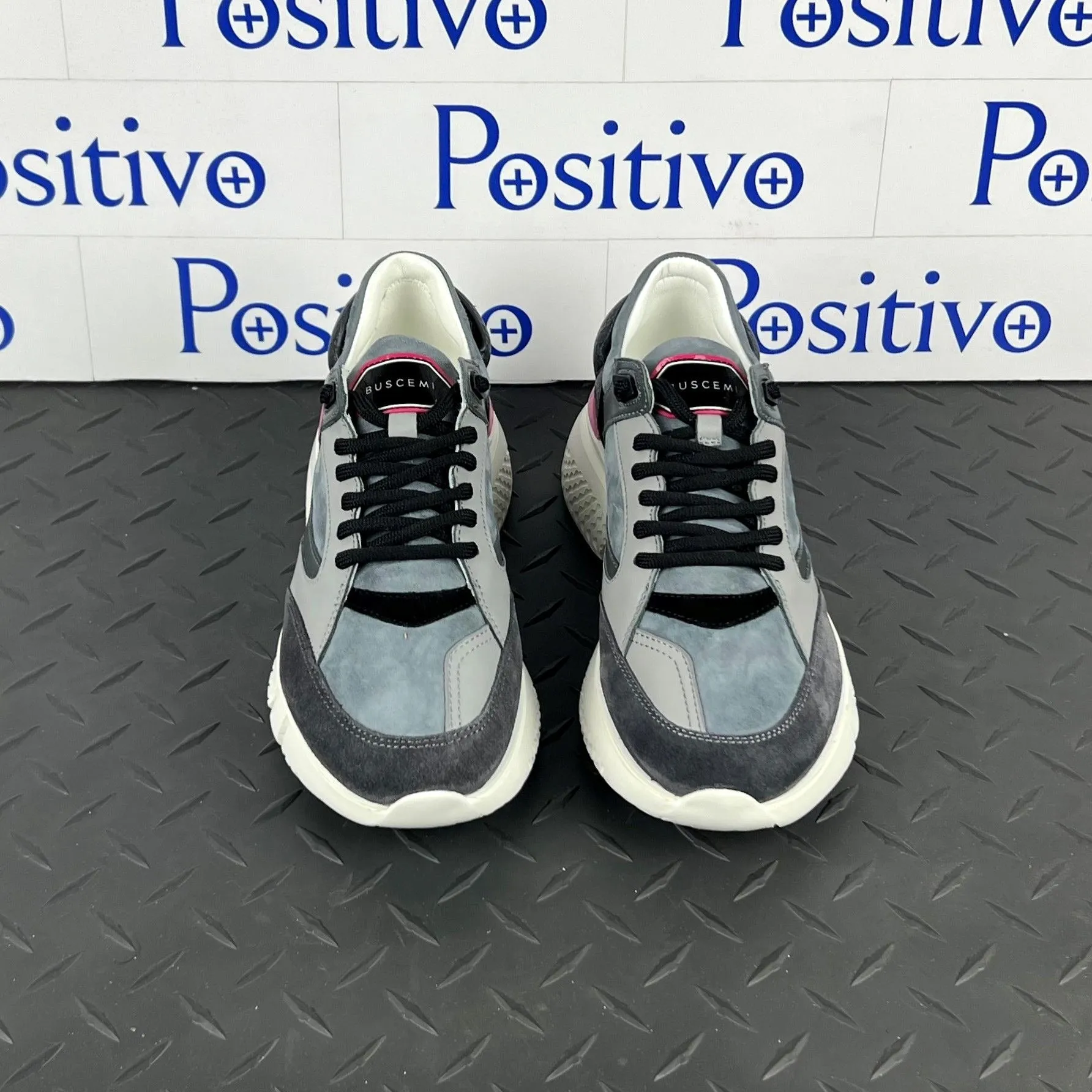 Buscemi Women's Veloce Dark Grey Leather Sneakers SAMPLE