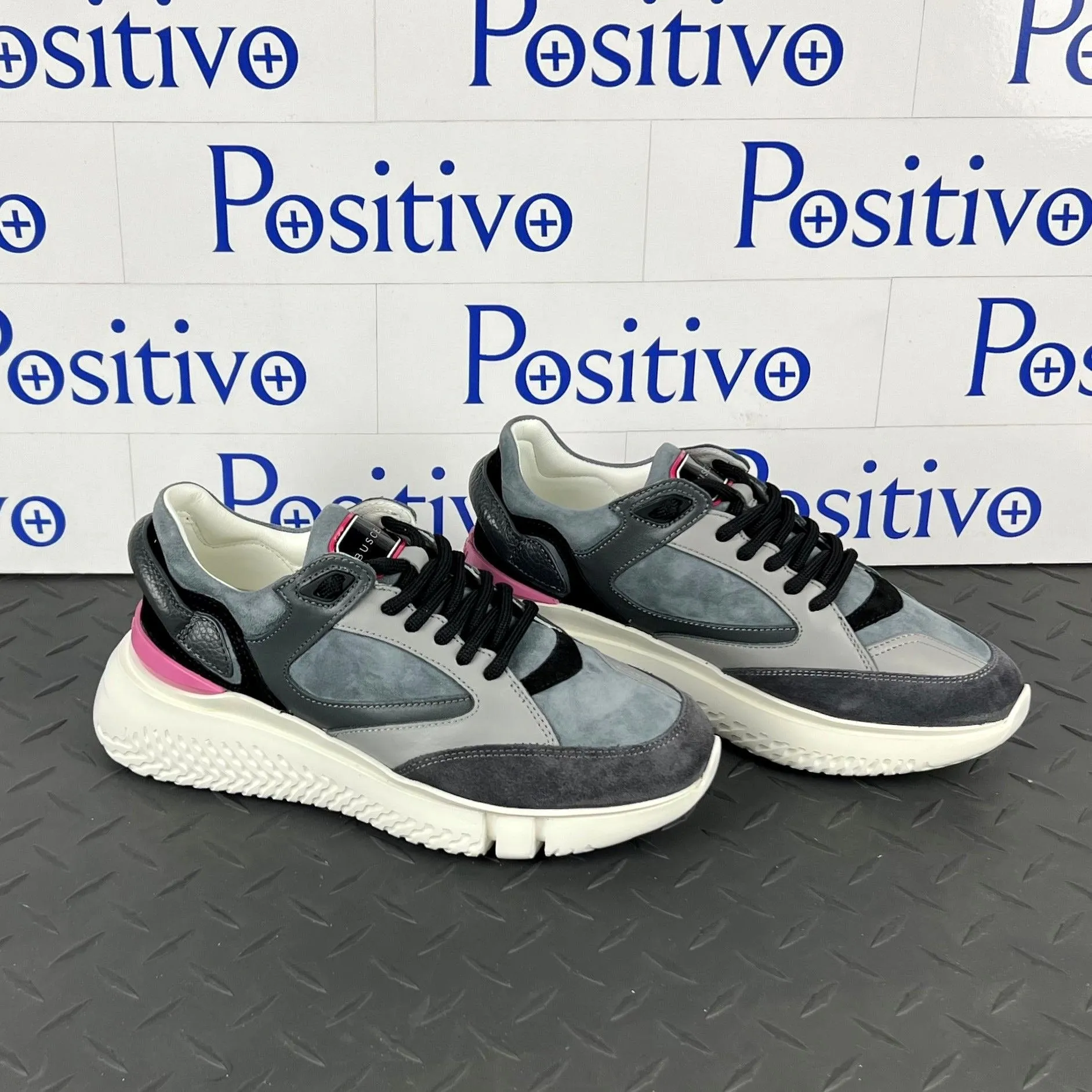 Buscemi Women's Veloce Dark Grey Leather Sneakers SAMPLE