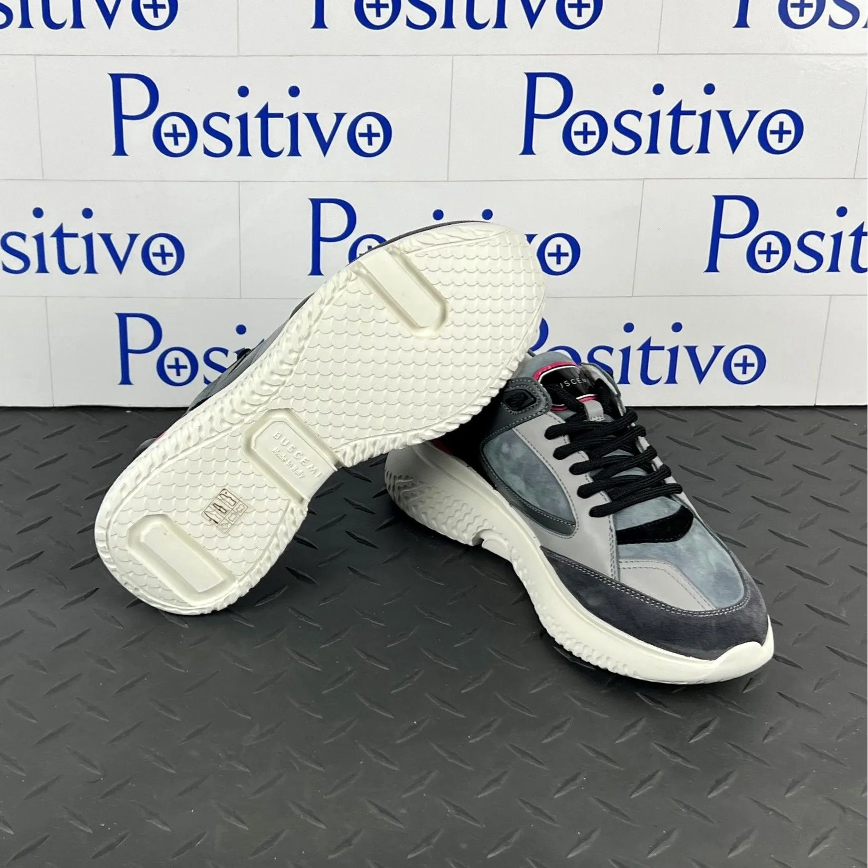 Buscemi Women's Veloce Dark Grey Leather Sneakers SAMPLE