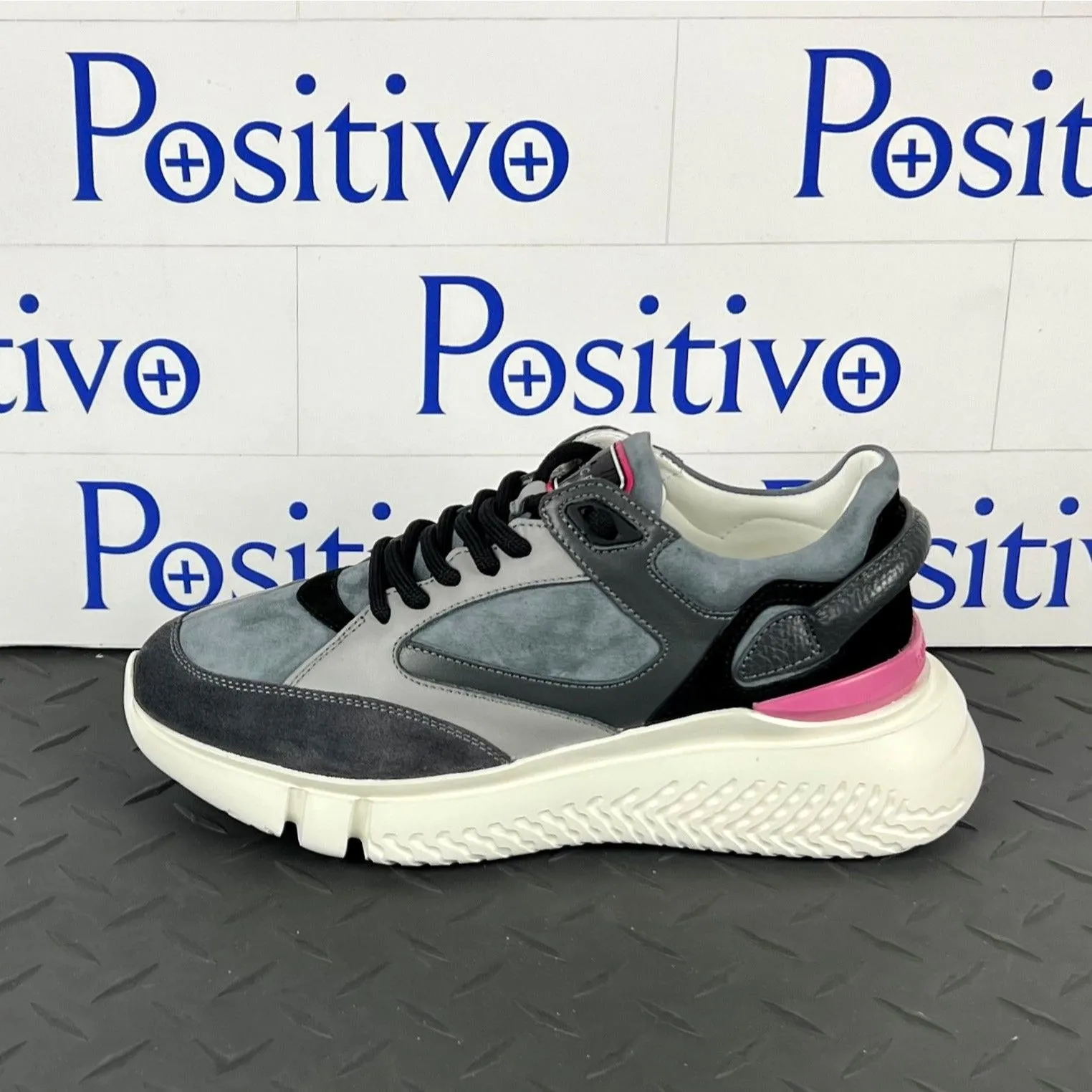 Buscemi Women's Veloce Dark Grey Leather Sneakers SAMPLE