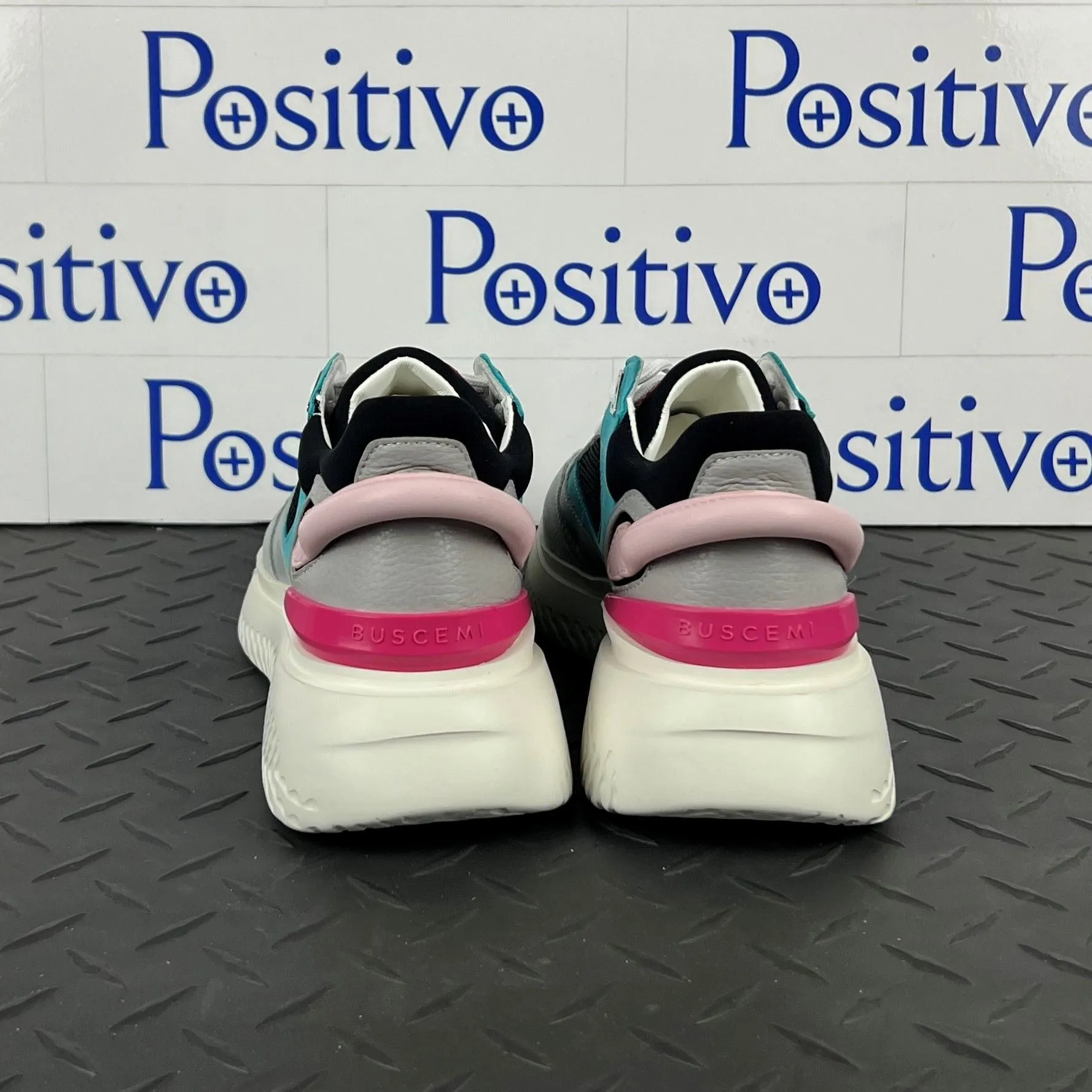 Buscemi Women's Veloce Grey Trio Leather Sneakers SAMPLE