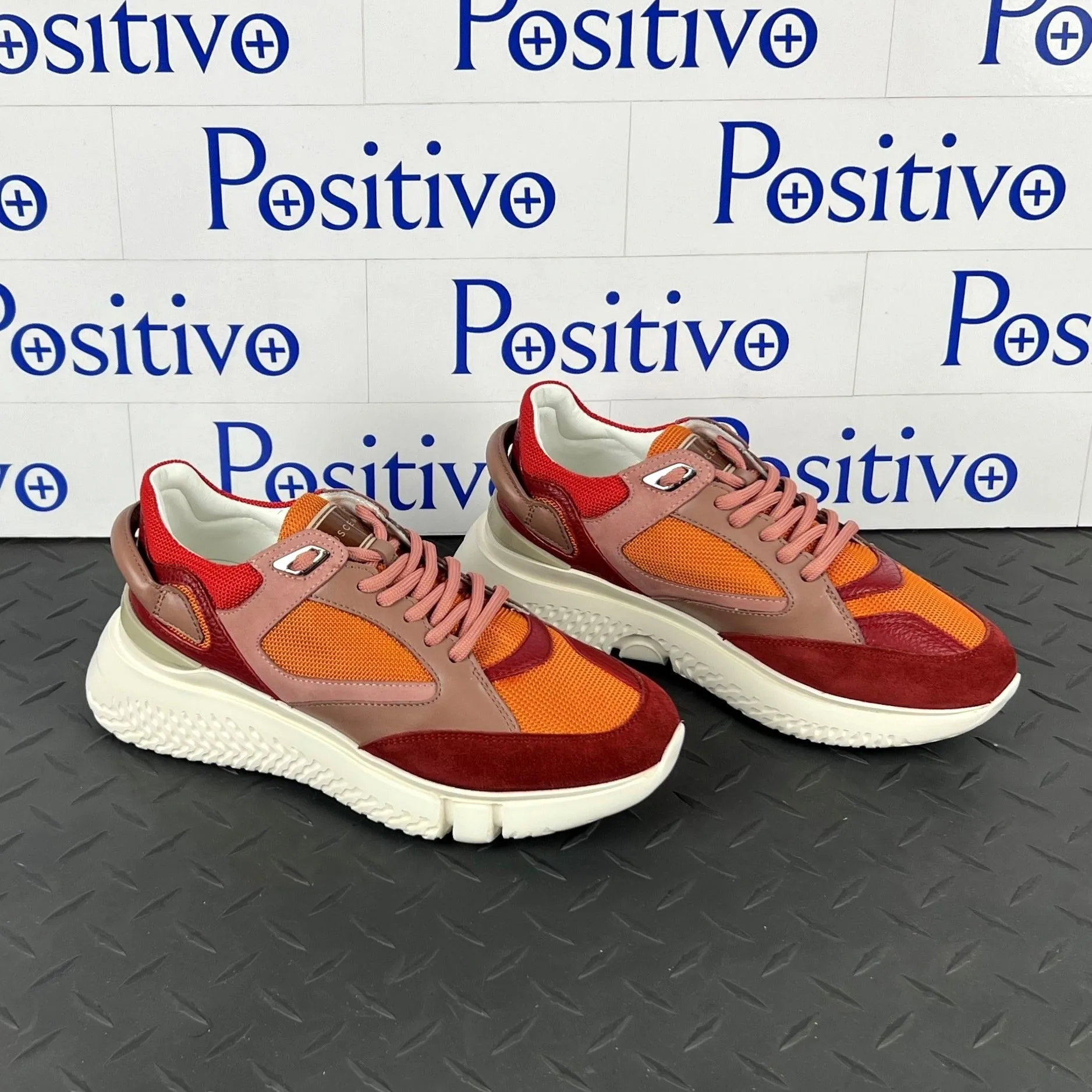 Buscemi Women's Veloce Scarlet/Orange Leather Sneakers SAMPLE