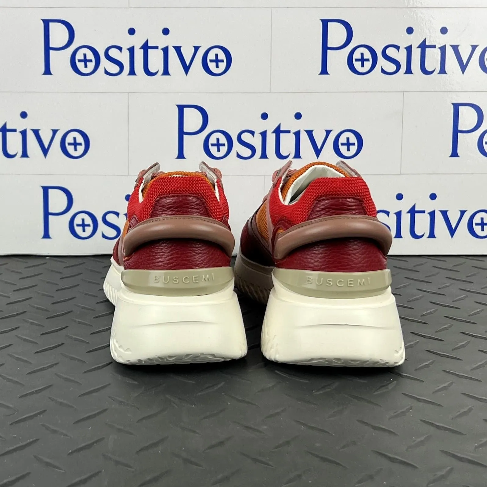 Buscemi Women's Veloce Scarlet/Orange Leather Sneakers SAMPLE
